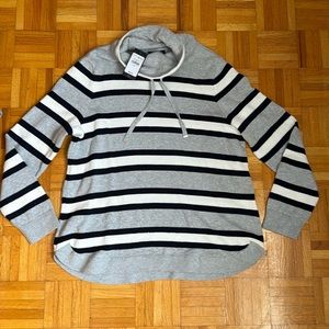 Grey white and navy striped Tommy Hilfiger sweater size L